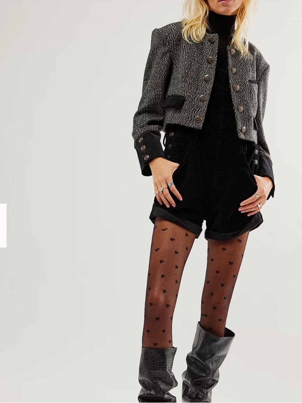 Free People We The Free Ziggy Black Corduroy Shortalls - Picture 4 of 12